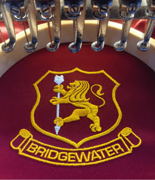 Embroidered school logo
